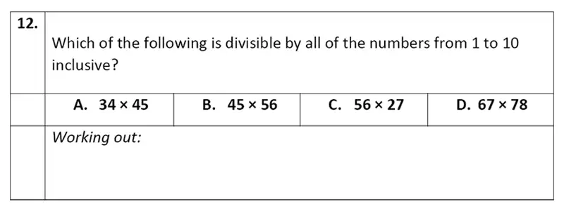 Question 12 - Eltham College - 11 Plus Maths Entrance Exam Paper - 2019
