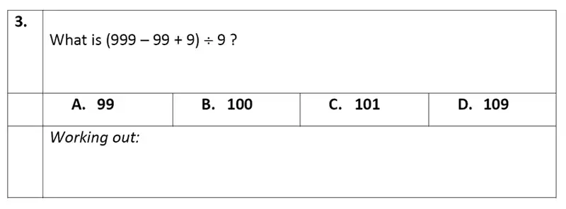 Question 03 - Eltham College - 11 Plus Maths Entrance Exam Paper - 2019