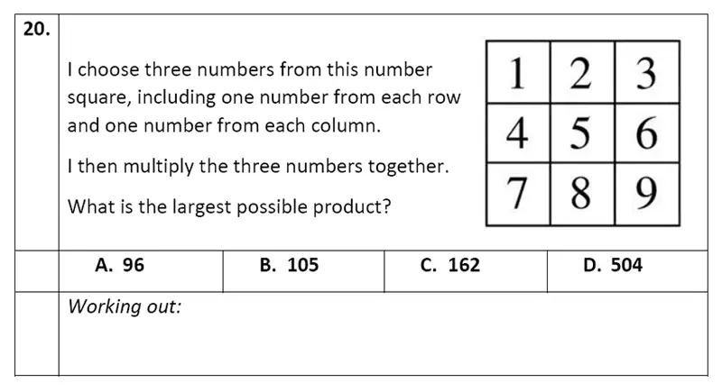 Question 20 - Eltham College - 11 Plus Maths Entrance Exam Paper - 2020