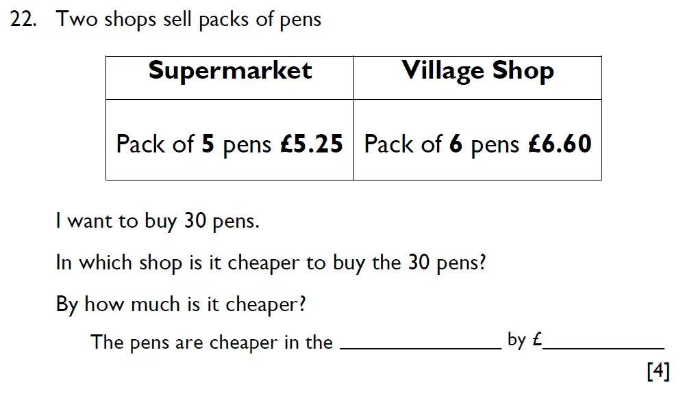 Question 22 - Emanuel School - 11 Plus Maths Paper A - 2025