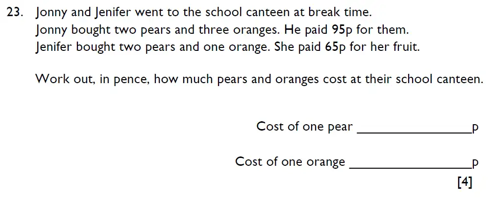 Question 23 - Emanuel School - 11 Plus Maths Paper A - 2025