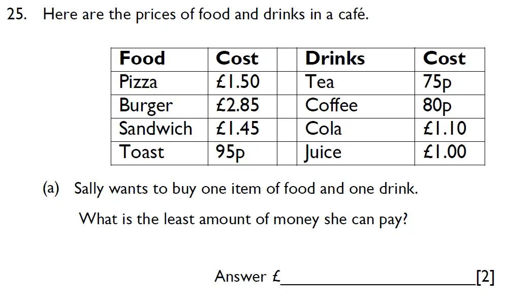 Question 25(a) - Emanuel School - 11 Plus Maths Paper A - 2025