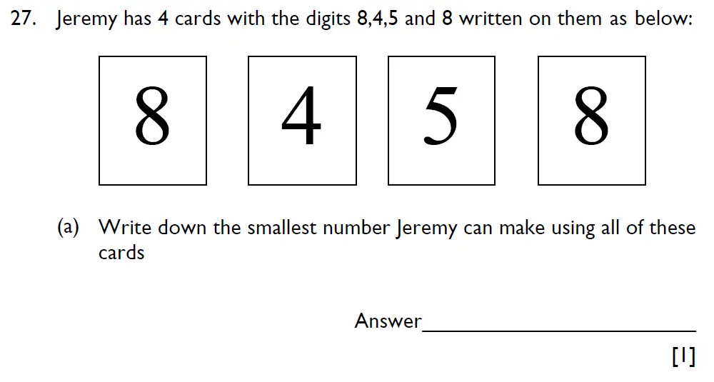 Question 27(a) - Emanuel School - 11 Plus Maths Paper A - 2025