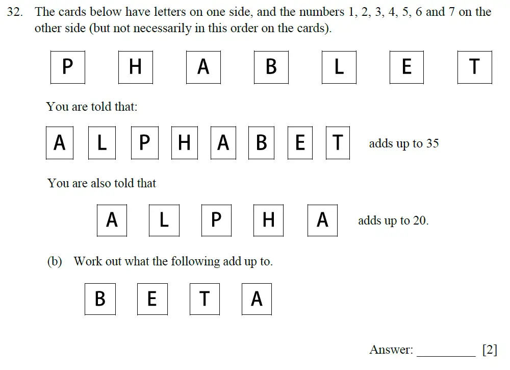 Question 32(b) - Emanuel School - 11 Plus Maths Paper A - 2025