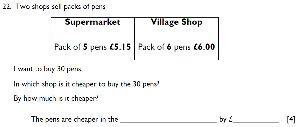 Question 22 - Emanuel School - 11 Plus Maths Paper B - 2025