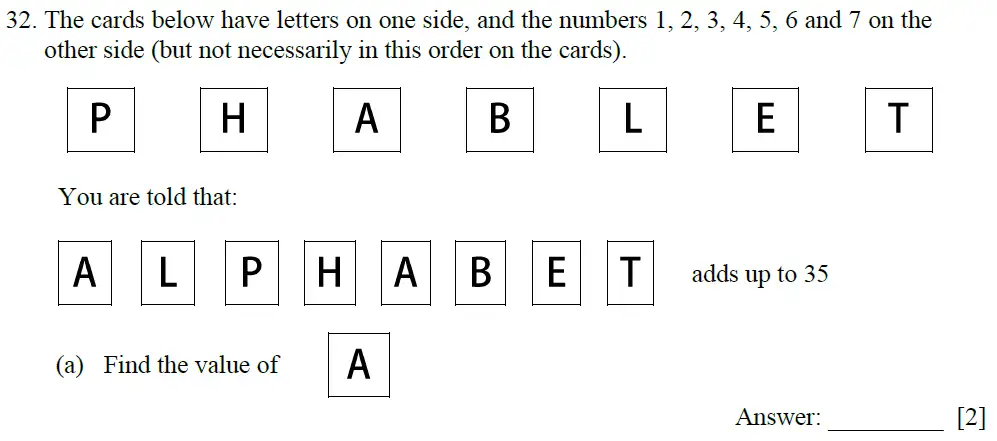 Question 32(a) - Emanuel School - 11 Plus Maths Paper B - 2025