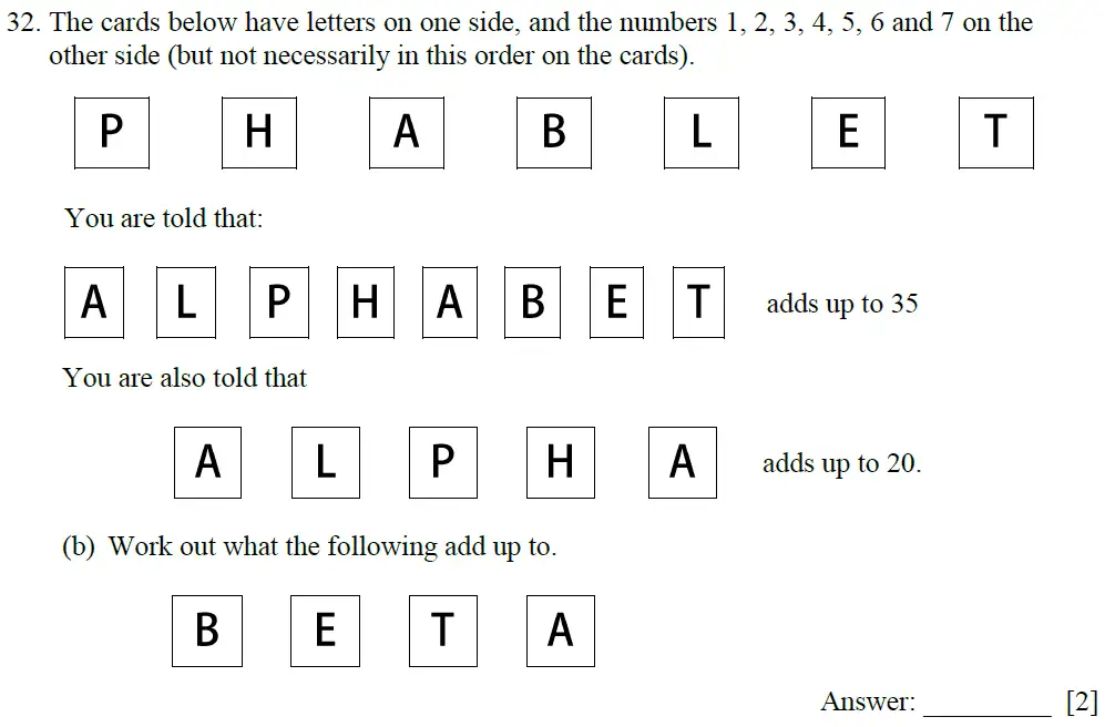 Question 32(b) - Emanuel School - 11 Plus Maths Paper B - 2025