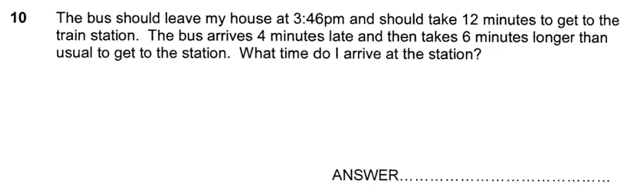 Question 10 - Forest School - 11+ Maths Entrance Examination - 2012