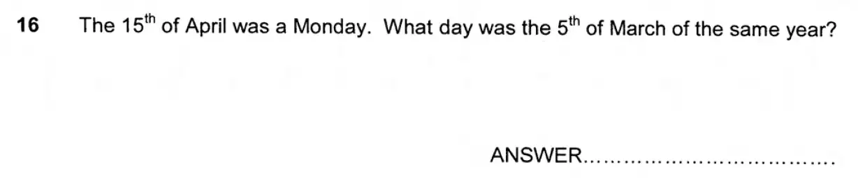 Question 16 - Forest School - 11+ Maths Entrance Examination - 2012