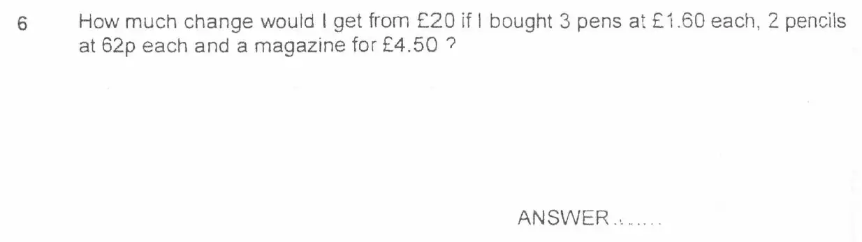 Question 6 - Forest School 11 Plus Maths Entrance Exam Sample Paper - 2024