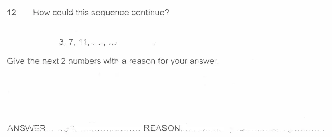 Question 12 - Forest School 11 Plus Maths Entrance Exam Sample Paper - 2024