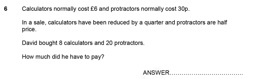 Question 6 - Forest School – 11 Plus Maths Sample Paper 1 – 2023