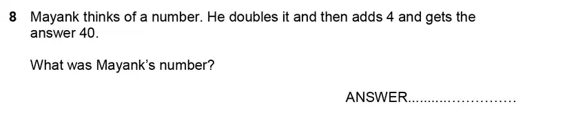 Question 8 - Forest School – 11 Plus Maths Sample Paper 1 – 2023
