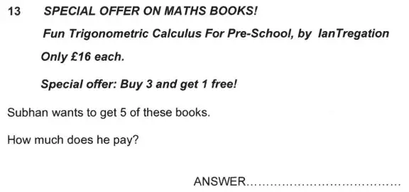 Question 13 - Forest School – 11+ practice paper 1 - 2024