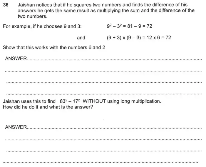 Question 36 - Forest School – 11+ practice paper 1 - 2024