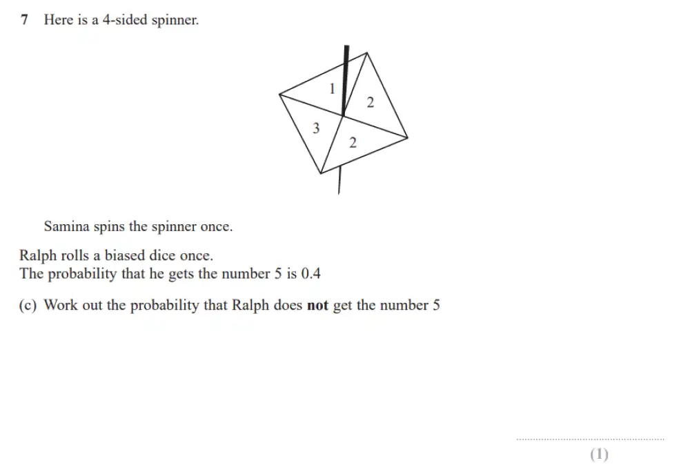 Question 7(c) - GCSE Edexcel Foundation Maths Past Paper 3 (Calculator) - June 2023