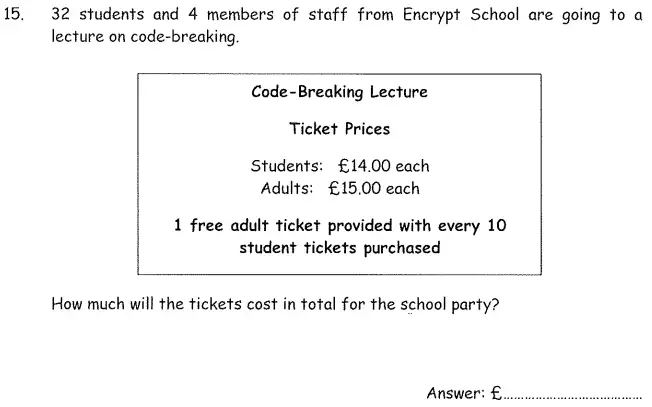 Question 15 - The London Independent Girls' Schools' Consortium Group 1 Maths 2009