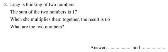Question 12 - The North London Independent Girls' Schools' Consortium Group 1 Maths 2012