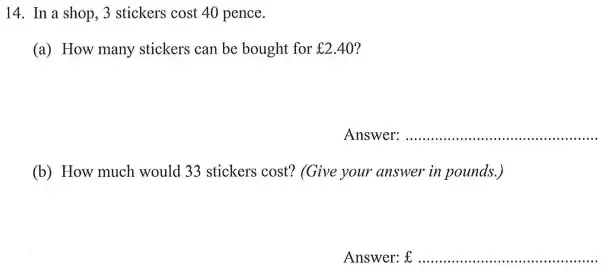 Question 14(14(a),14(b)) - The North London Independent Girls' Schools' Consortium Group 1 Maths 2012