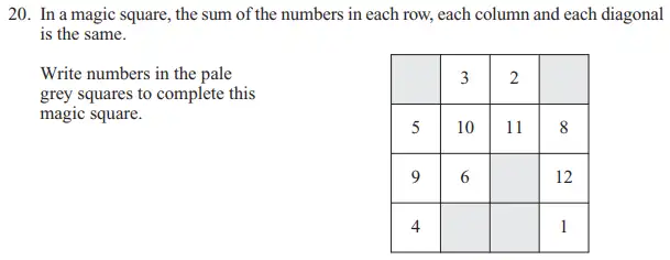 Question 20 - The North London Independent Girls' Schools' Consortium Group 2 Maths 2016