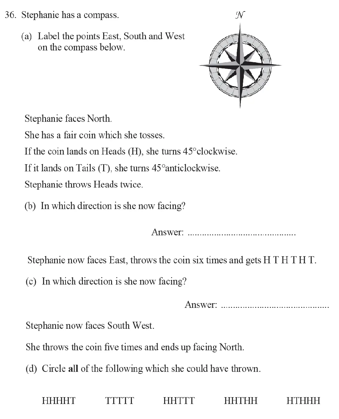 Question 36(36(a),36(b),36(c),36(d)) - The North London Independent Girls' Schools' Consortium Group 2 - 11 Plus Maths Paper - 2017