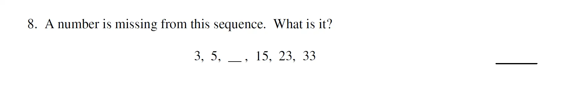 Question 8 - Haberdashers’ Aske’s Boys’ School (HABS) 11 Plus Maths Sample Paper – 2007