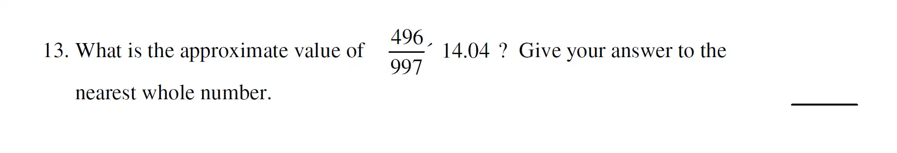 Question 13 - Haberdashers’ Aske’s Boys’ School (HABS) 11 Plus Maths Sample Paper – 2007