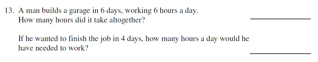 Question 13 - Haberdashers’ Aske’s Boys’ School (HABS) 11 Plus Maths Sample Paper – 2008