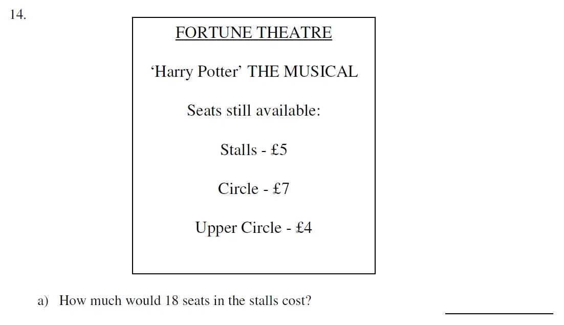 Question 14(a) - Haberdashers’ Aske’s Boys’ School (HABS) 11 Plus Maths Sample Paper – 2008