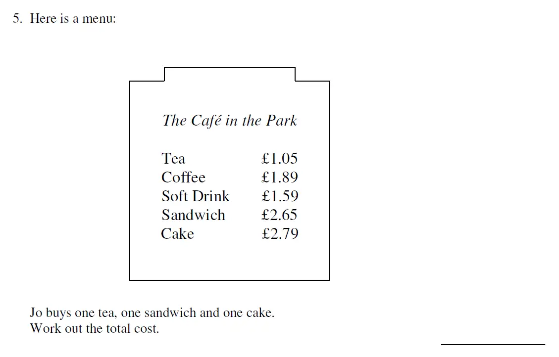 Question 5 - Haberdashers’ Aske’s Boys’ School (HABS) 11 Plus Maths Sample Paper – 2008