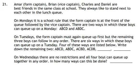 Question 21 - The Haberdashers' Aske's Boys’ School HABS - 11+ Maths Entrance Examination - 2011