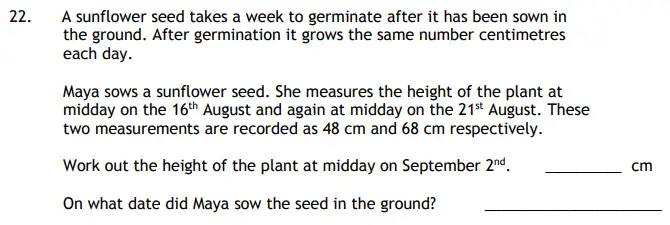 Question 22 - Haberdashers’ Aske’s Boys’ School – 11 Plus Mathematics Specimen Paper – 2016