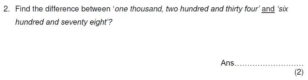 Question 2 - Haileybury - 11 Plus Maths Sample Assessment 1 - 2025