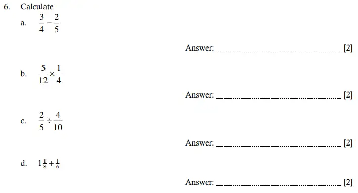 Question 6(a,b,c,d) - Hampton Court House 11 Plus Entrance Exam Maths - 2024