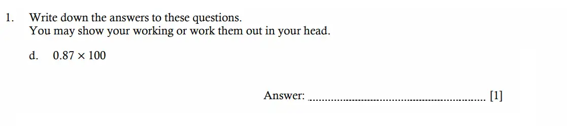 Question 1(d) - Hampton Court House - 11 Plus Maths Entrance Exam - 2026