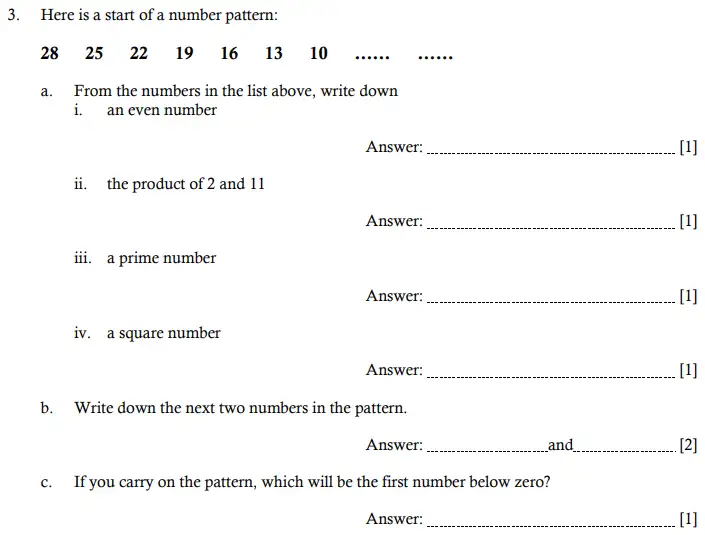 Question 3(i,ii,iii,iv,b,c) - Hampton Court House 11 Plus Maths Sample Paper
