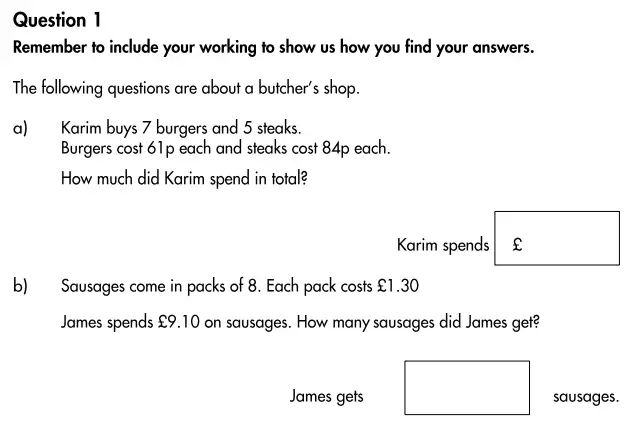 Question 1(a,b) - Highgate School – 11+ Assessment sample Mathematics test A - 2024