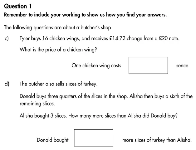 Question 1(c,d) - Highgate School – 11+ Assessment sample Mathematics test A - 2024