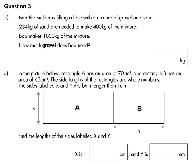 Question 3(c,d) - Highgate School – 11+ Assessment sample Mathematics test A - 2024