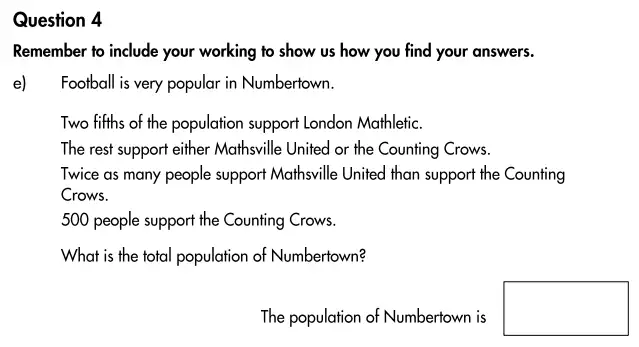 Question 4(e) - Highgate School – 11+ Assessment sample Mathematics test A - 2024