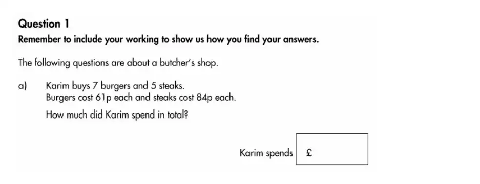 Question 1(a) - Highgate School – 11 Plus Assessment Sample Mathematics Test A - 2026
