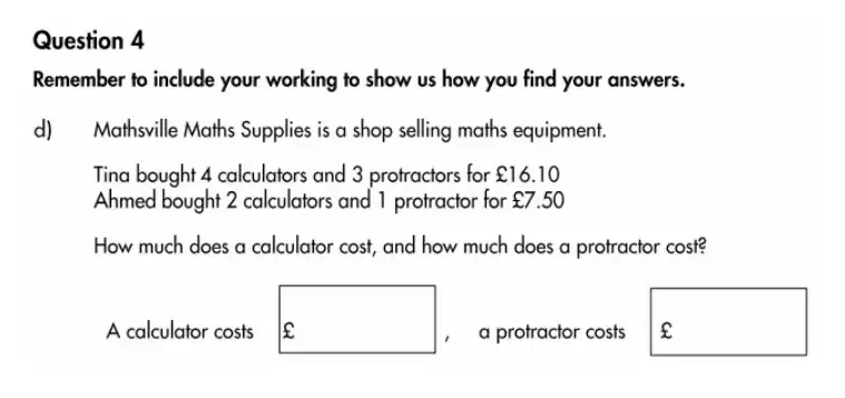 Question 4(d) - Highgate School – 11 Plus Assessment Sample Mathematics Test A - 2026
