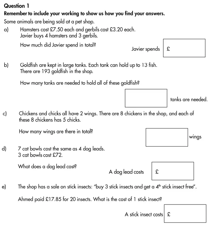 Question 1(a,b,c,d,e) - Highgate School – 11 Plus Assessment Sample Mathematics Test B - 2025