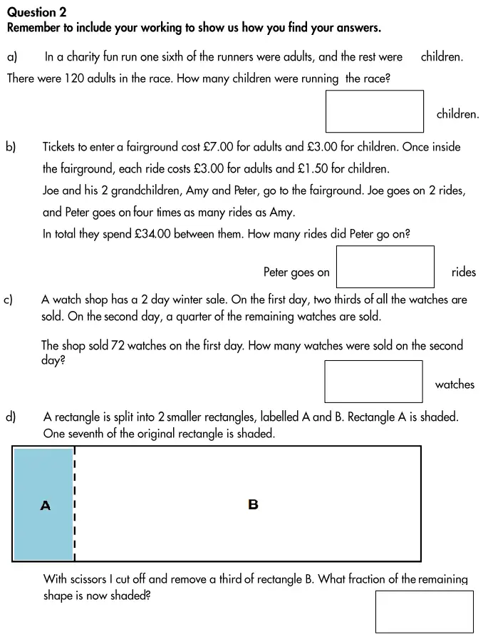 Question 2(a,b,c,d) - Highgate School – 11 Plus Assessment Sample Mathematics Test B - 2025