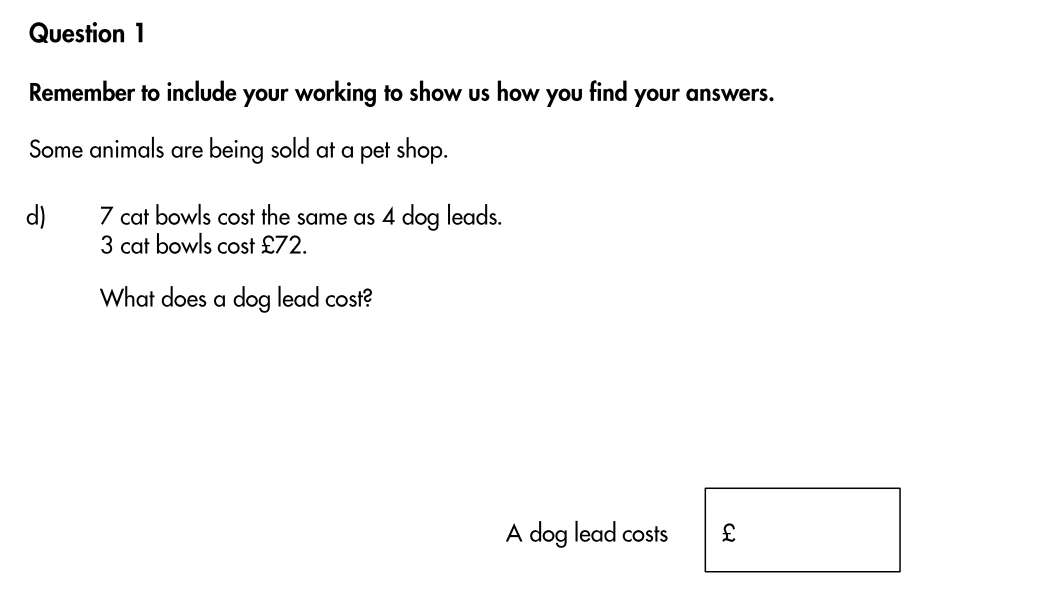 Question 1(d) - Highgate School – 11 Plus Assessment Sample Mathematics Test B - 2026