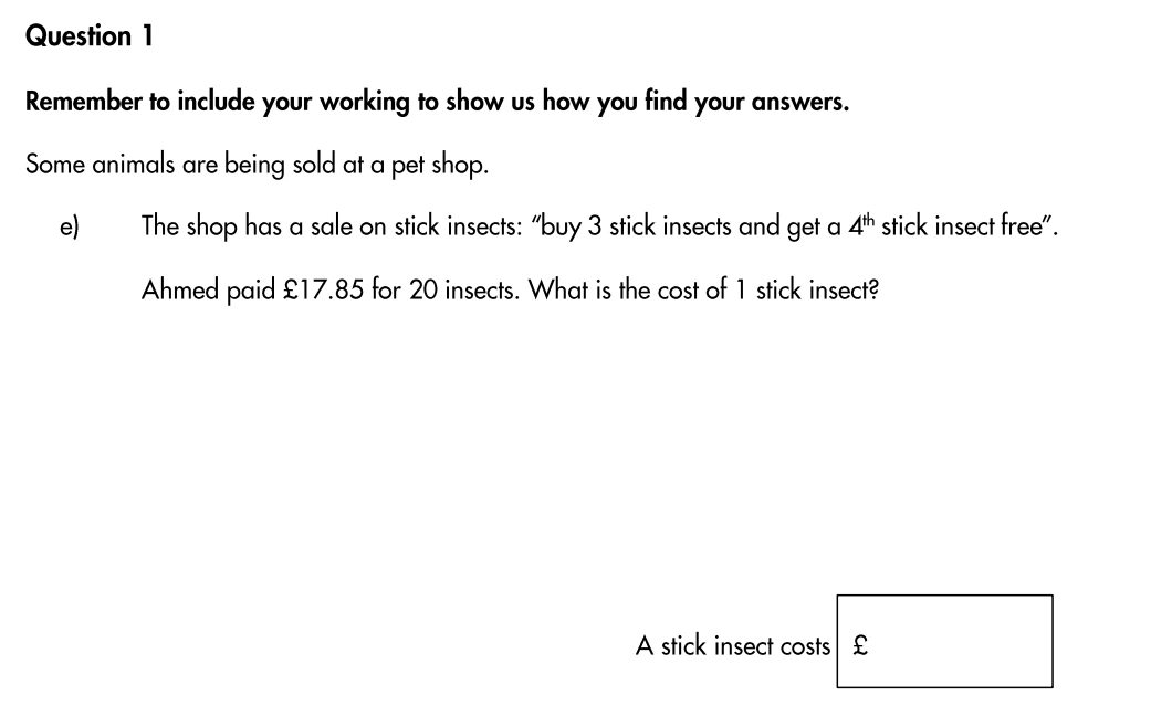 Question 1(e) - Highgate School – 11 Plus Assessment Sample Mathematics Test B - 2026