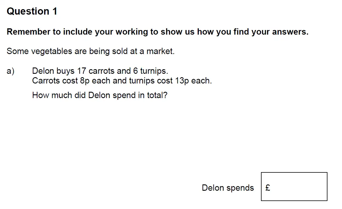 Question 1(a) - Highgate School – 11+ Assessment sample Mathematics test C - 2024