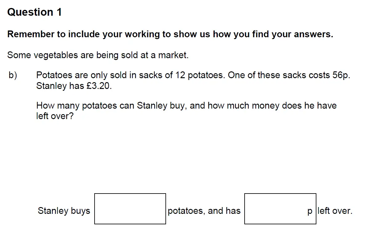 Question 1(b) - Highgate School – 11+ Assessment sample Mathematics test C - 2024