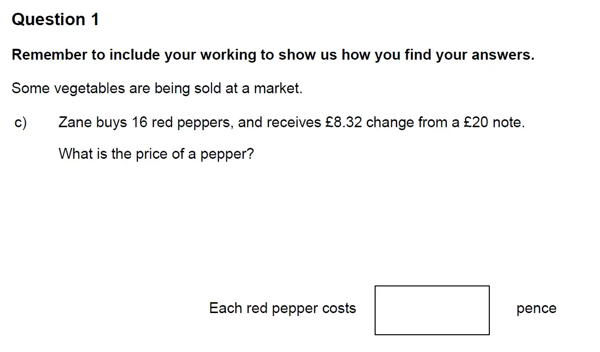Question 1(c) - Highgate School – 11+ Assessment sample Mathematics test C - 2024