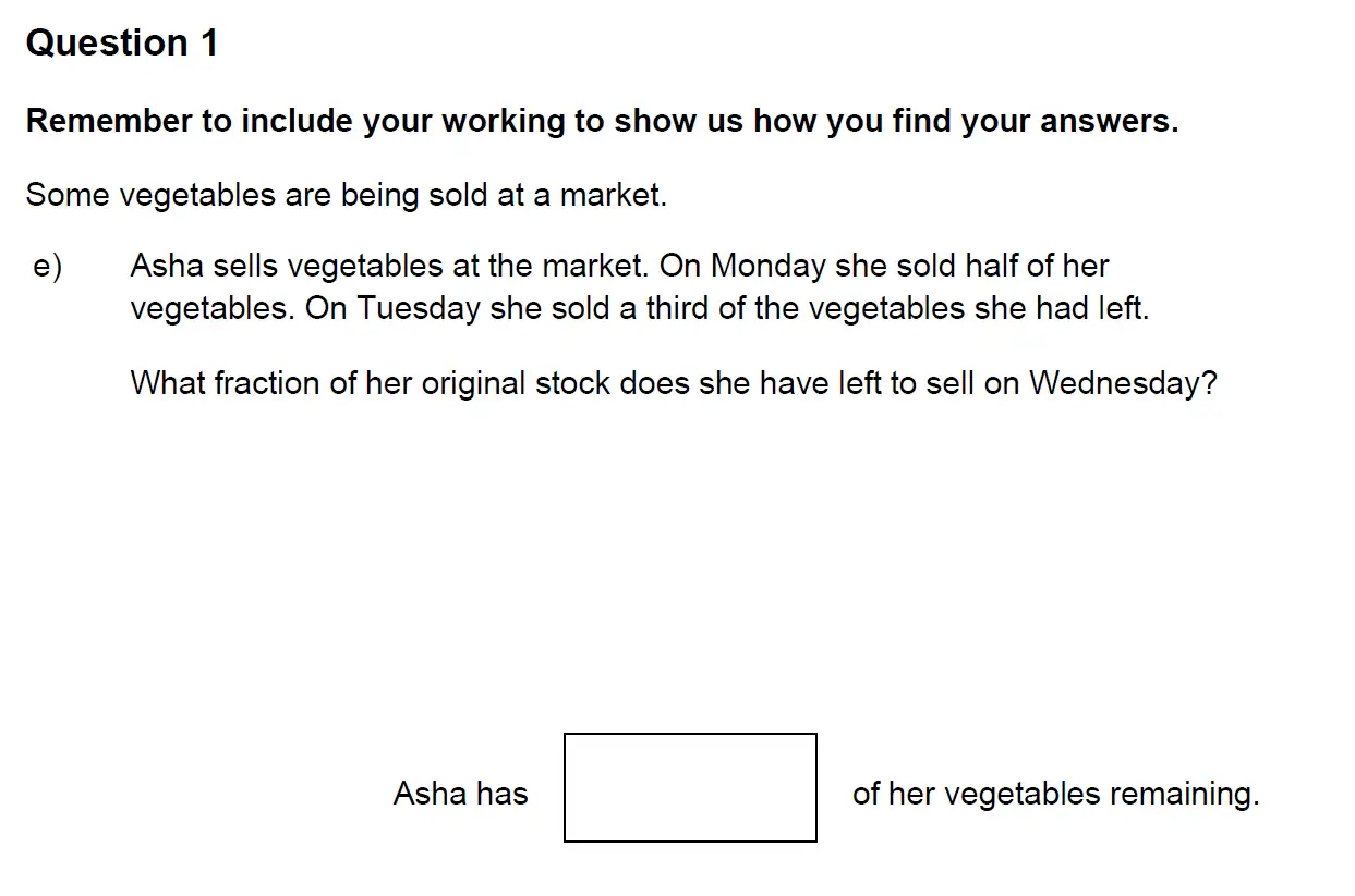 Question 1(e) - Highgate School – 11+ Assessment sample Mathematics test C - 2024